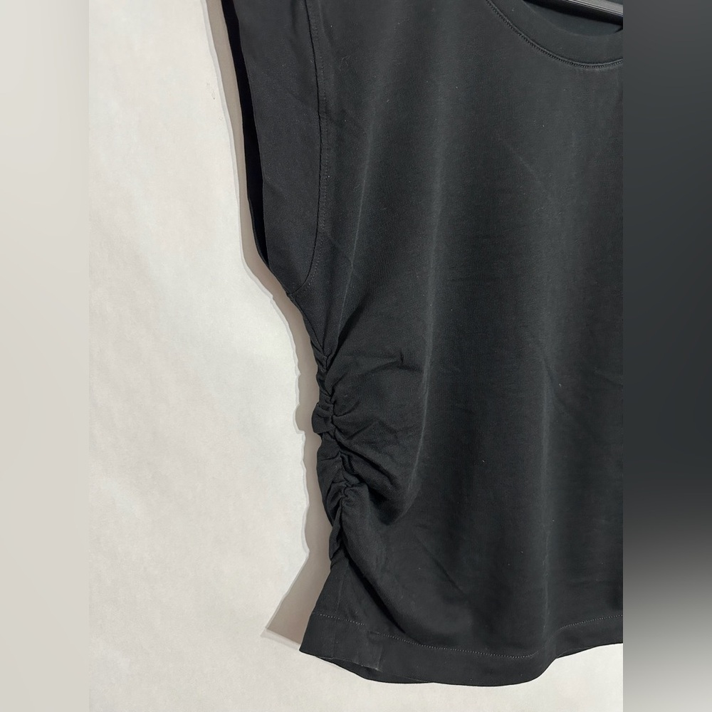Madewell Black Ruched Side Short Sleeve Cotton Lyocell Tee Size Small Minimalist - Picture 3 of 7